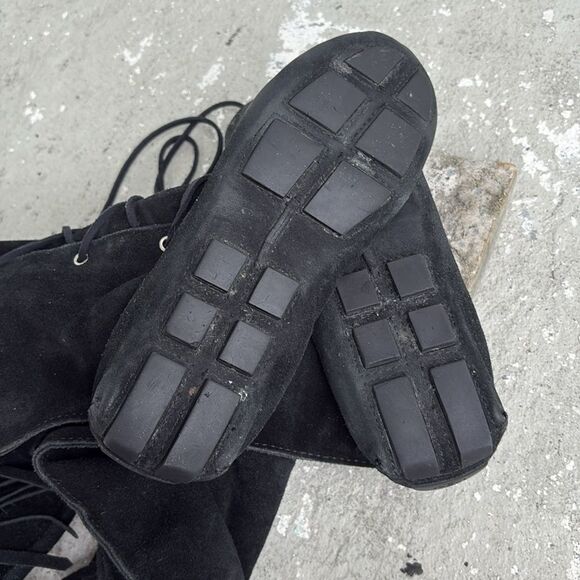 Tory Burch Walker moccasin fringe suede boots - Picture 8 of 9